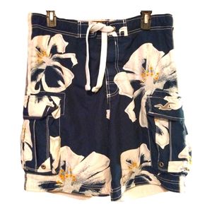 HOLLISTER Men's Blue & White Floral Board/Swim Shorts Size S